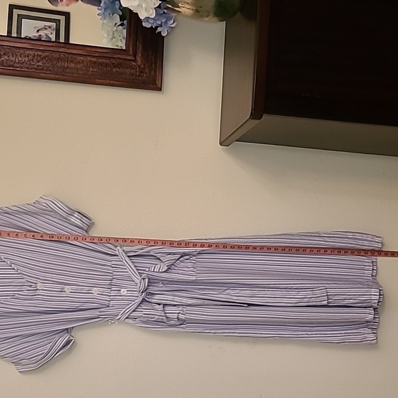 V BY VIOLET WEEKEND Women's Blue/White Striped Jumpsuit - Size 12 - Picture 12 of 15